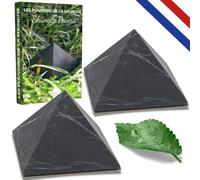 Majestic's Pyramides de Shungite Non-Polies x2 : Lot de 2 + Ebook Numérique (PDF) | Pierre Naturelle puissante de Protection des Ondes, Pierre Energétique Authentique Anti Onde