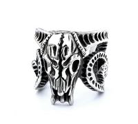 Majestueux Bélier Crâne Bague En Acier Inoxydable Série Animale Hommes Bijoux De Mode Personnalité Bande D’acier Titane