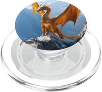 Majestueux Dragon Orange surplombant Les Sommets des Montagnes PopSockets PopGrip pour MagSafe