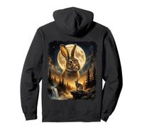 Majestueux Lapin Lune Cascade Forêt Nature Design Sweat à Capuche