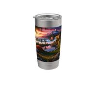 Majestueux paradis des montagnes côtières au coucher du soleil Gobelet isotherme en acier inoxydable double paroi