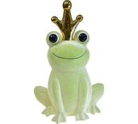 Majestueux roi des grenouilles figurine décorative avec couronne dorée et surface veloutée