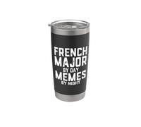 Majeur français par jour Memes By Night Étudiant francophone Gobelet isotherme en acier inoxydable double paroi