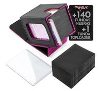 Majillux Deck Box, 140 Pochettes à Dos Noir et 1 Toploader Transparent