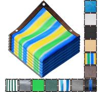 MAJINGC Filet D’Ombrage 90% avec Œillets Voile De Protection UV3X5M Polyéthylène Haute Densité Écran Solaire Respirant pour Pergola, Terrasse, Jardin, Piscine Anti-UV & Durable Rayé Tricolore