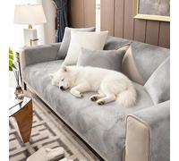 MAJINGC Housse de Canapé en Flanelle Housse de canapé antidérapante Protection canape Housse de Canapé Épais 1/2/3/4 Places en Forme de L Gris Clair 70X180cm-1 Piece