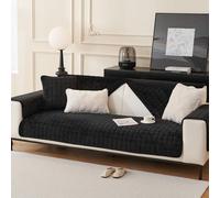 MAJINGC Housse de canapé en Flanelle Lavable 110X240cm-1 Piece Nouvelle Housse de Coussin pour canapé sectionnel, antidérapante (1, 2, 3, 4 Places) - Forme de L Noir