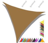 MAJINGC Voile D'ombrage Triangulaire 4x4x4m Toile d'ombrage Protection Solaire Protection UV 95% Résistant À l'eau pour Jardin terrasse Piscine(Jaune Sable)