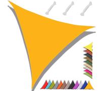 MAJINGC Voile D'ombrage Triangulaire 4x4x5.7m Toile d'ombrage Protection Solaire Protection UV 95% Résistant À l'eau pour Jardin terrasse Piscine(Jaune Mangue)