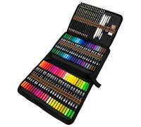 Majoart 48 Couleurs Marqueurs Stylos Feutres Pinceaux Aquarelle Double Pointe et 12 Crayon Professionnel de Dessin Art Set,Inclus Stylos de calligraphie,Crayons Fusain et Accessoire Dessin.