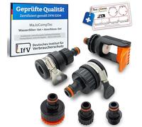 MaJoCompTec® ALLCONNECT Kit de raccordement universel de robinet | Raccord de robinet d'eau réglable pour robinet extérieur sans filetage | Kit adaptateur pour camping-car, caravane, bateau (kit de
