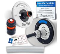 MaJoCompTec Watertwin Bouchon de réservoir avec raccord d'eau | Adaptateur de remplissage pour accessoires de camping-car et caravane (version ECO + raccord de tuyau, adaptateur 3 broches D : 78)