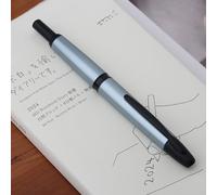 Majohn A1 Press Stylo-plume rétractable à pointe fine avec boîte - Stylo à encre métallique bleu clair rétractable avec convertisseur - Version à clip noir