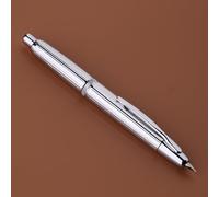 Majohn A1 Stylo-plume rétractable à pointe extra fine avec boîte, stylo à encre métallique à rayures argentées avec convertisseur d'écriture (avec clip version)