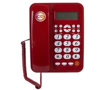 MAJONMMERD Bureau Téléphone Rouge, Identification de L'Appelant Téléphone | Téléphone filaire avec écran LCD, détection FSK et DTMF, matériau ABS, montage mural pour bureau à domicile