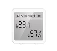 MAJONMMERD Détecteur d'humidité de Température WiFi BT, Capteur Intérieur LCD ABS avec Alarme Haute Basse, en Temps Réel et Prise en Charge Home pour Chambre à Coucher, Crèche, Bureau (WHITE)