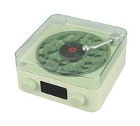 MAJONMMERD Enceinte Bluetooth Style Tourne Disque, Haut Parleur avec Affichage de L Heure, Enceinte sans Fil 3 en 1 Veilleuse Volume Fort Graves Riches pour Chambre Bureau Filles (Green)