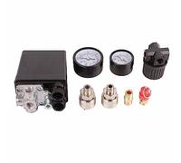 MAJONMMERD Interrupteur de Pression pour Compresseur D'Air, Contrôleur de Pression de Pompe à Air 1/4in 4 Trous 90-120PSI 220V avec Levier Marche-arrêt pour Ateliers et Usines