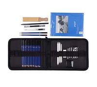MAJONMMERD Kit de Dessin, Ensemble de Crayons à Croquis avec Bois, Acier Inoxydable, Outils en Plastique, 14,5 X 20 Cm, étui Portable à Fermeture éclair, 14 Niveaux pour Adultes, Enfants, Artistes
