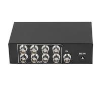 MAJONMMERD Répartiteur Vidéo BNC 8 Ports, 1 Entrée 8 Sorties, Boîtier de Séparation de Signal Vidéo Composite avec Adaptateur D'alimentation pour Caméra de Vidéosurveillance DVR Moniteur TV (Prise UE)