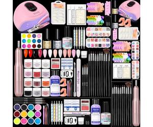 Major Dijit Kit d'ongles en acrylique avec lampe à ongles, 12 couleurs, poudre acrylique liquide, top coat, primer et foret à ongles électrique pour kit d'ongles en gel, outil de bricolage