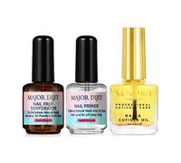 Major Dijit Nail Dehydrator and Nail Primer with Cuticle Oil Set,Natural Nail Prep Dehydrate and Acid-Free Primer for Gel Nail Polish,15ML 3PCS (Rose)