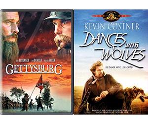Major Event DVD Gettysburg Battle + Dances with Wolves Double Feature Movie War Bundle