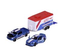 Majorette 8502003001 - Course Deluxe Trailer - Ford F-150 Raptor + MUSTANG Gt