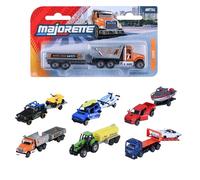 Majorette Auto City Trailer (1 Voiture Miniature) - Jouet Voiture en métal avec remorque, Roue Libre et pièces Mobiles, sélection aléatoire de 6 Voitures pour Enfants à partir de 3 Ans, 7,5-13 cm