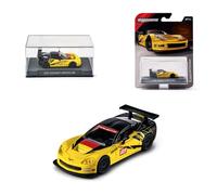 Majorette Collection 2005 Chevrolet Corvette C6 R, Voiture en métal Jaune et Noir, échelle 1:64, Roues en Caoutchouc, phares Transparents, présentoir avec vis, 14 Ans (8505001006)