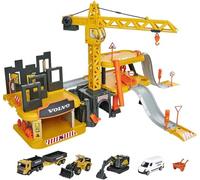 Majorette Creatix Grand Chantier - Kit de Jeu de Chantier XXL avec 5 véhicules de Chantier Volvo, Grue, Tunnel, Garage, Trois Niveaux, pour garçons et Filles à partir de 5 Ans, Jaune