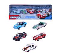 Majorette Kit de voiture Vintage Racing (5 voitures) - 5 voitures de course classiques en métal avec roue libre, suspension et partie ouvrante, voitures jouets pour collectionneurs et enfants à partir