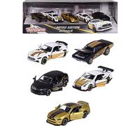 Majorette - Limited Edition Giftpack - Voitures Miniatures en Métal - 2 Modèles Exclusifs - Echelle 1/64ème - Coffret 5 Véhicules - 212054031, Or, Aspect Doré