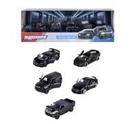 Majorette Lot de 5 Voitures Noires en métal avec Roue Libre, Suspension et Partie ouvrante, pour collectionneurs et Enfants à partir de 3 Ans, 7,5 cm chacune