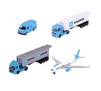 Majorette Maersk Véhicule de Transport - 1 Voiture Miniature en métal (Camion à conteneurs Volvo, Man Truck ou Volkswagen Crafter avec Airbus A350-900), sélection aléatoire, Jouets pour Enfants à