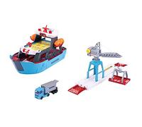 Majorette - Port de Jouets Creatix avec Navire Porte-conteneurs - Station Portuaire logistique Maersk (45 x 29 x 24 cm) avec Navire Cargo, Grue Mobile et Camion avec conteneur, pour Enfants à partir