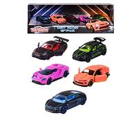 Majorette - SL Light Racer Giftpack - Coffret 5 Véhicules - Voitures Miniatures en Métal - Couleurs Néon - Echelle 1/64ème - 212053179