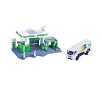 Majorette - Station Essence BP + 1 Véhicule - Pompe à Essence, Borne de Recharge Electrique, Magasin, Station de Lavage, Piste - sous Licence - A Partir de 3 Ans
