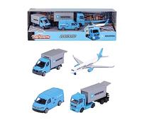 Majorette - Véhicules Maersk (Coffret Cadeau) - 4 modèles de véhicules en métal (Man Truck, Mercedes-Benz Sprinter, Volkswagen Crafter & Airbus Avion), Jouets pour Enfants à partir de 3 Ans