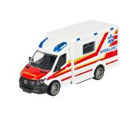 Majorette Voiture Mercedes-Benz Sprinter Ambulance (15 cm) - Grande Ambulance avec Cabine en métal, Roue Libre et Fonctions, Voiture de Sauvetage Jouet pour Enfants à partir de 3 Ans