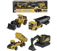 Majorette - Construction 5 Pièces Giftpack - Véhicules de Chantier sous Licence Volvo - Véhicules à Roues Libres - Reproduction Originale à l'Echelle 1/64ème - Fonctions de Jeu - A Partir de 3 Ans