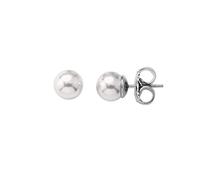 Majorica Boucles d'oreilles Double Perle | Collection Polar - Confectionnées en Argent Rhodié | Perles Blanches Rondes de 8 et 14 mm | Fermoir à Tige | Boucles d'oreilles en Argent pour Femme.