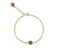 Majorica Bracelet avec perle - Collection Nuada - Perle verte ronde de 8 mm - Chaîne en acier doré de 16 cm - Fermoir mousqueton réglable - Bijoux pour femme