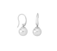 Majorica Nuada | Boucles d' Oreilles Pendantes Courtes pour Femmes en Argent Rhodié avec des Perles Rondes Blanches de 10 mm | Bijoux au Design Classique et Élégant