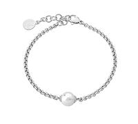 Majorica Nuada | Bracelet avec Perles Blanches Rondes de 8 MM pour Femmes | Bracelet de Chaîne en Acier Rhodié avec Design Original et Élégant
