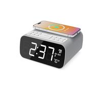 Majority Darwin Radio et Radio-Réveil avec Chargement sans Fil | Réveil Matin avec Thermomètre | Haut-parleurs 12W Alarm Clock | Enceinte Bluetooth Grand Écran Dimmable