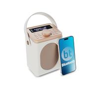 Majority Little Shelford Dab/Dab+ Radio numérique et FM Portable sans Fil, Bluetooth, avec Son stéréo, Double réveil/Finition Effet Cuir, Alimentation Secteur et Batterie (crème)