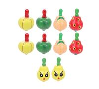 MAJORMENCH 10 pièces Toupies Bois Forme Fruits Colorées Rotatif Éducatif Traditionnel pour Garçon Fille Jeu Éveil Sensoriel Ludique Assortiment Style Aléatoire
