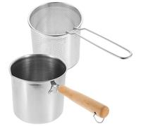 MAJORMENCH 1ensemble Friteuse Inox Petite avec Panier Ergonomique Poignée Sécurisée pour Cuisine Domestique Polyvalente