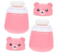 MAJORMENCH 2 pièces Boîte à pour Garçon Fille avec Houppette Cartoon Ours Boîte Compacte et Contenant de Portable pour Peau Sensible